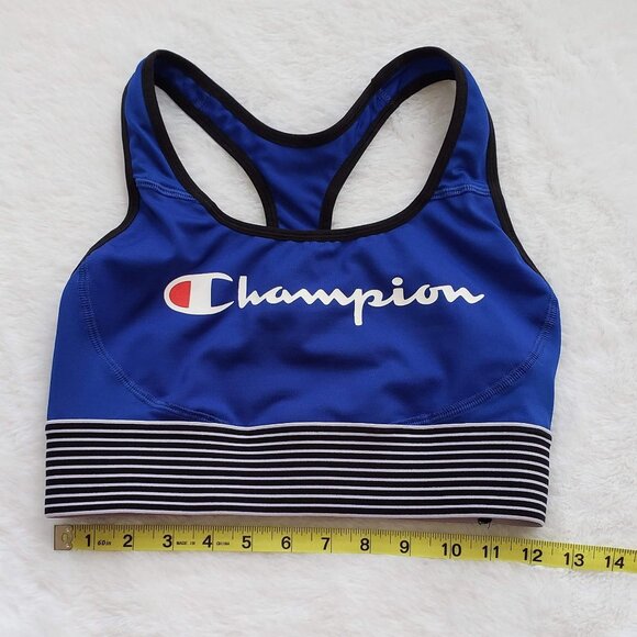 CHAMPION The Absolute Workout Longline Sports Bra M Royal Blue Spellout - Picture 6 of 9